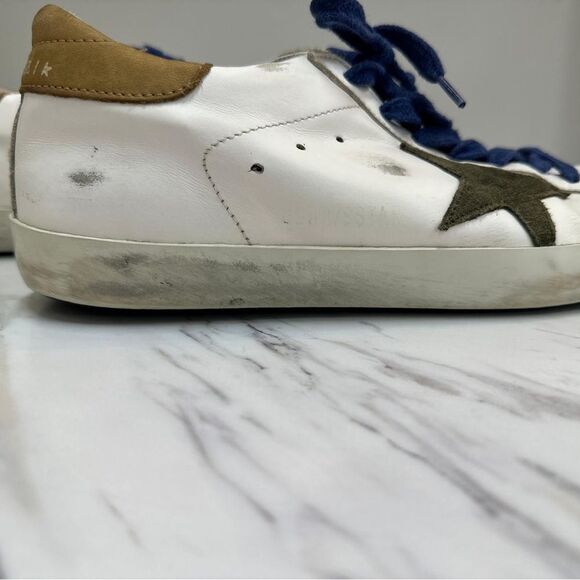Golden Goose White Sneakers with Blue Laces and Star Detail - Picture 3 of 7